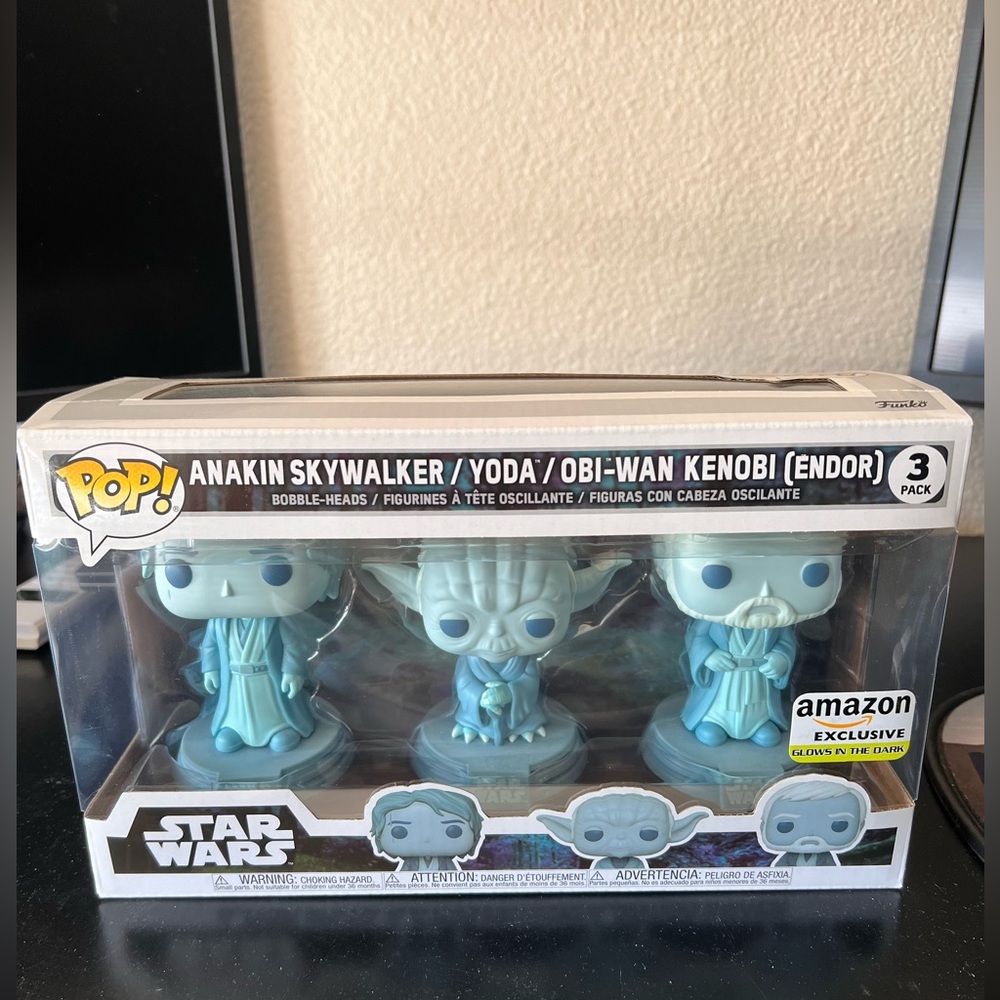Funko Pop! Star Wars Anakin Skywalker/Yoda/Obi-Wan Kenobi 3 Pack GITD Amazon